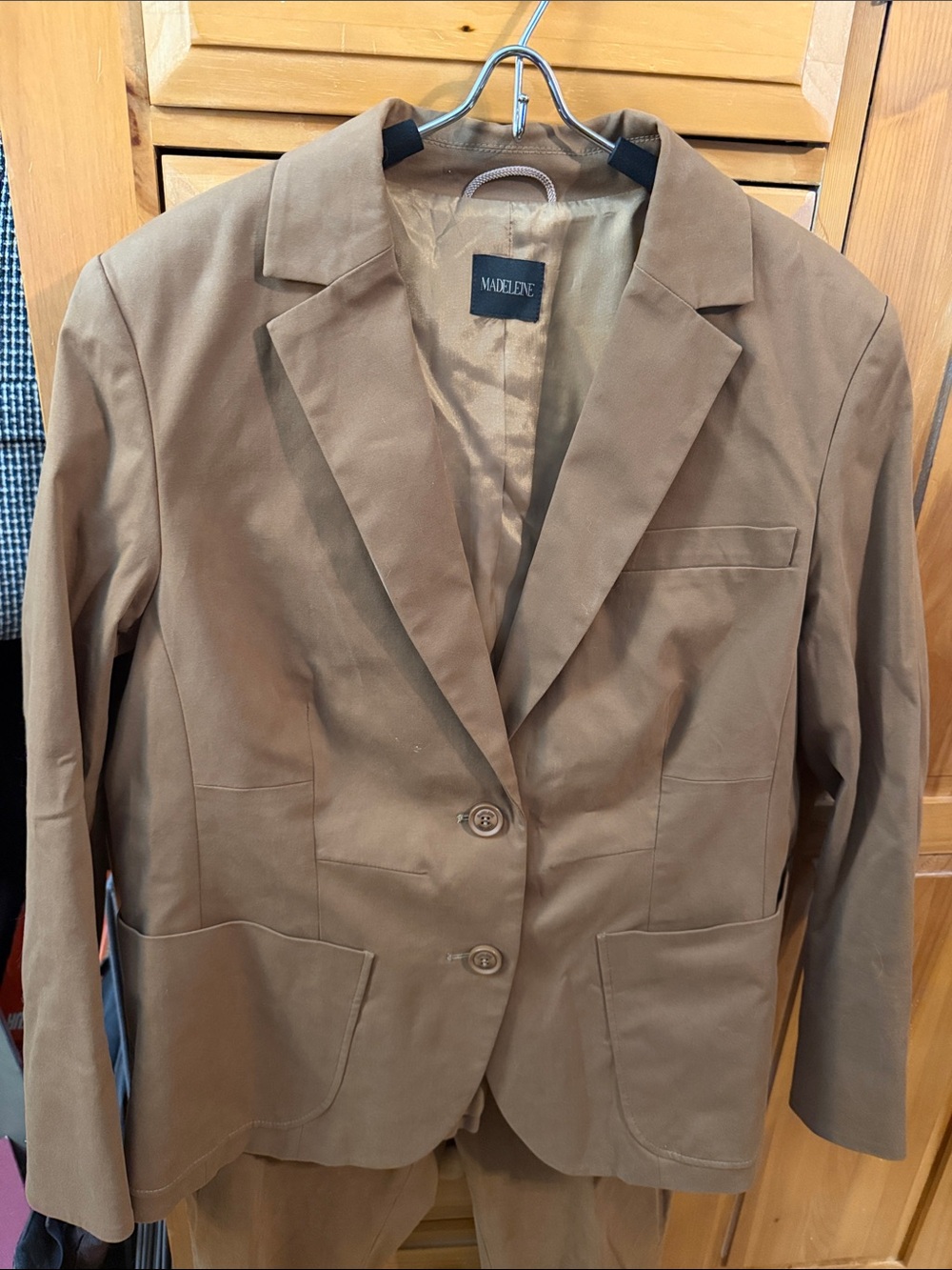 Madeline Tan Tailored Two-Button Blazer